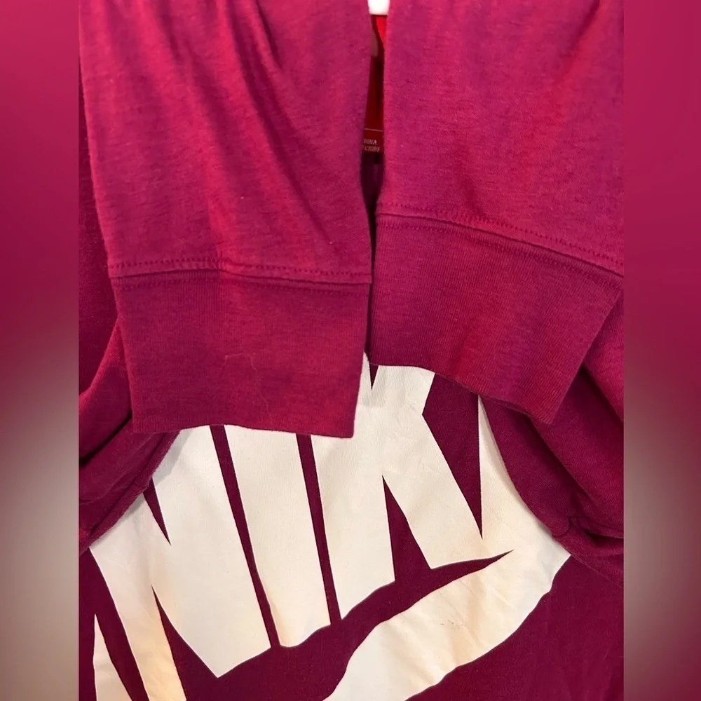 Nike Logo Swoosh Womens Long Sleeve Shirt Burgundy, Large